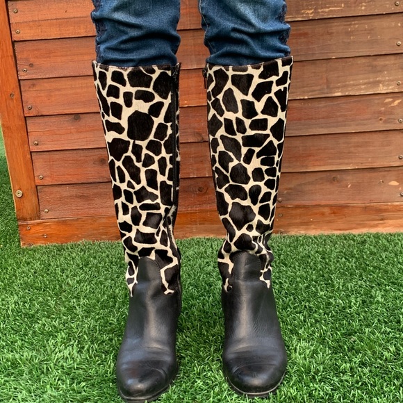 COPY - Diego Di Luca Calf Hair/Leather Knee High Boots - Picture 2 of 10